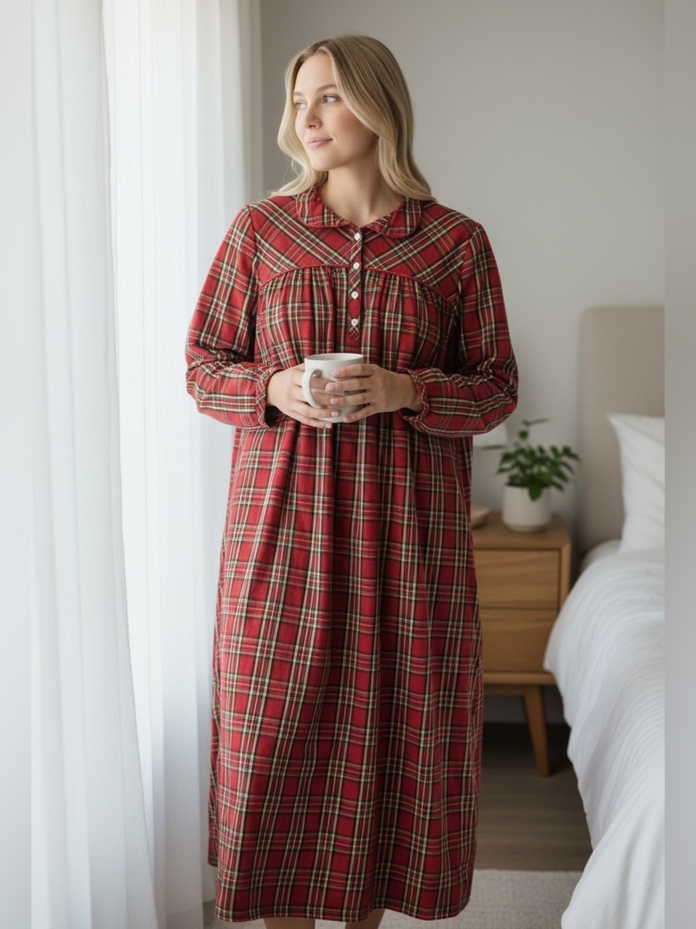 XL 90's Mom LL Bean Vintage Flannel long Nightgown Dress cottagecore oversized